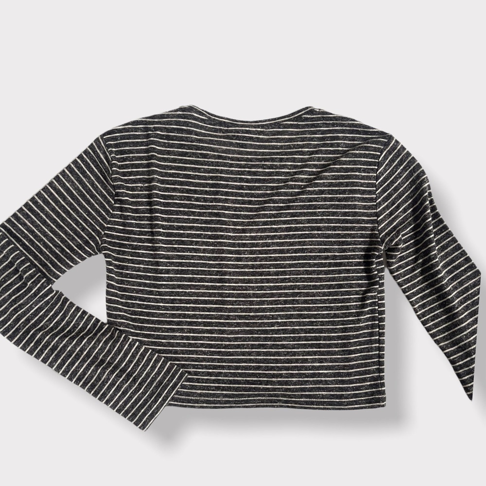 TopShop Grey Striped Cropped Top Size 2 - Picture 2 of 6